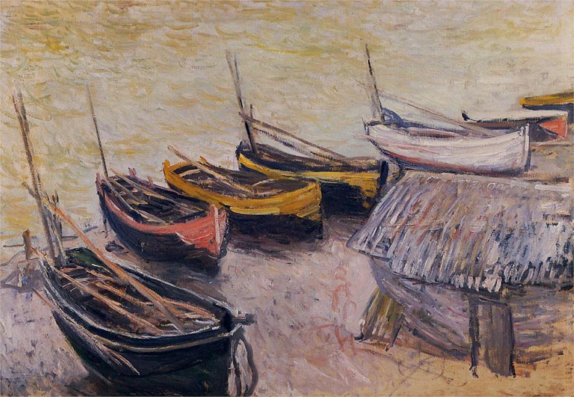 Boats on the Beach - Claude Monet Paintings